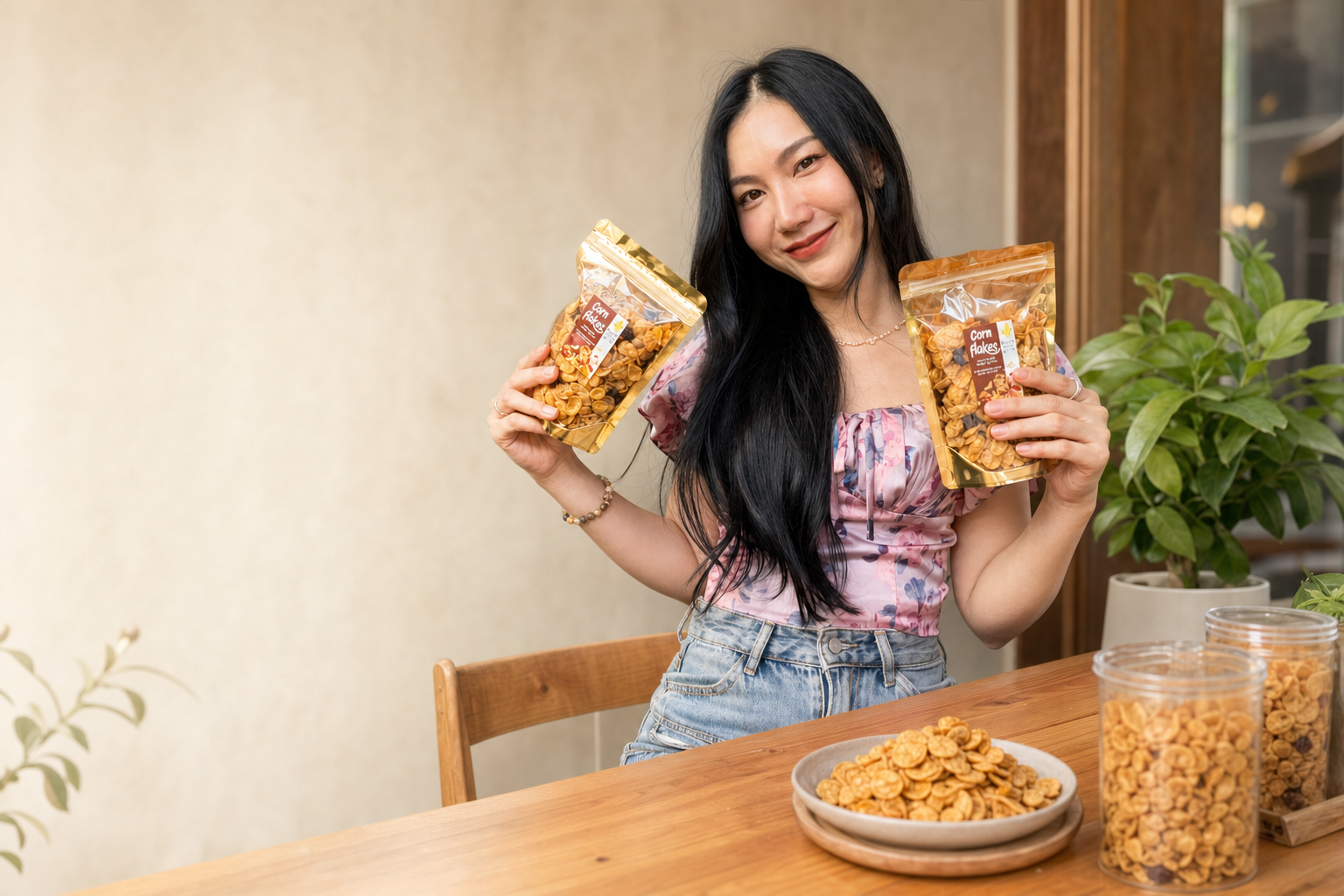 Mo presenting Corn house by mo cornflakes snacks